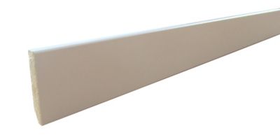 Plinthe arêtes vives avec bord arrondi MDF papier blanc 240 x 8 cm, ép.14 mm