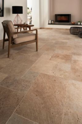 Plinthe beige 8 x 40 cm Travertino pierre naturelle