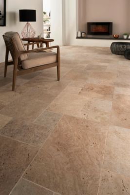 Plinthe beige 8 x 40 cm Travertino pierre naturelle