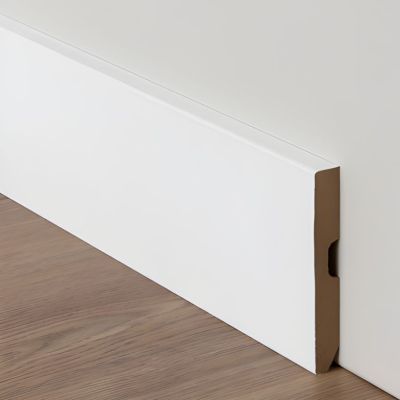 Plinthe carrée en MDF mélaminé blanc 12 x 90 x 2225 mm - 10 unités