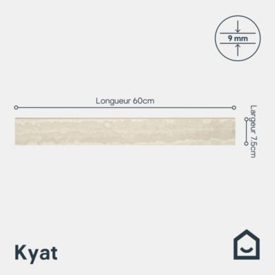 Plinthe carrelage effet pierre beige L.60 x l.7,5 cm x ép.9 mm, Kyat