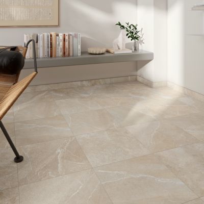 Plinthe carrelage effet pierre beige mocca L.45 x l.0,75 cm x ép.9,1 mm, Limo Mocca