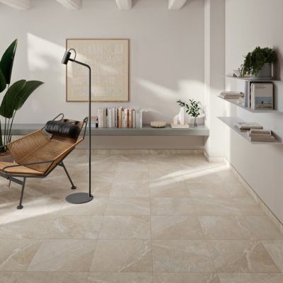 Plinthe carrelage effet pierre beige mocca L.45 x l.0,75 cm x ép.9,1 mm, Limo Mocca