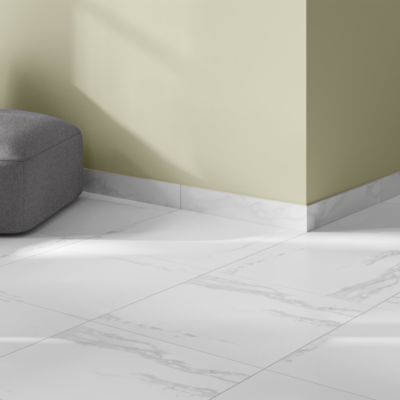 Plinthe carrelage intérieur effet marbre blanc L.60 x l.8 cm x ép.9 mm, Ultimate Marble