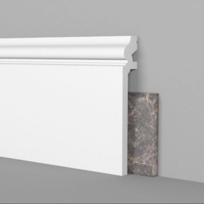 Plinthe DUCALE Alto WHITE 138x22mm en polymère effet marbre - Polystructured (prix au mètre)
