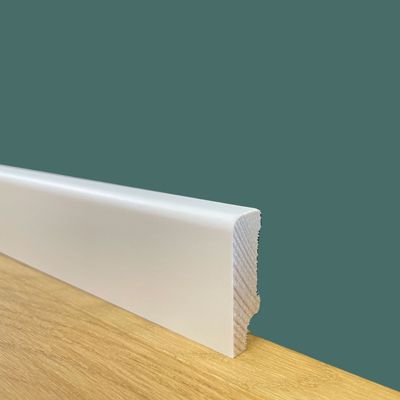 Plinthe en bois de sapin massif 40 x 12 cm, carrée, blanche (prix au mètre)