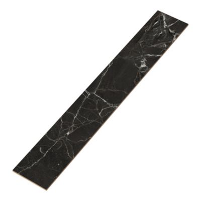 Plinthe en carrelage effet marbre anthracite brillant L.60,8 x l.7 cm x ép.8,5 mm, Aruma
