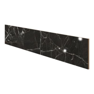 Plinthe en carrelage effet marbre anthracite brillant L.60,8 x l.7 cm x ép.8,5 mm, Aruma