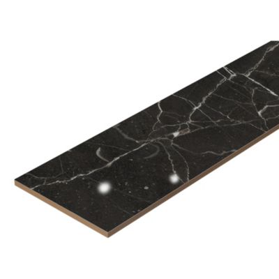 Plinthe en carrelage effet marbre anthracite brillant L.60,8 x l.7 cm x ép.8,5 mm, Aruma
