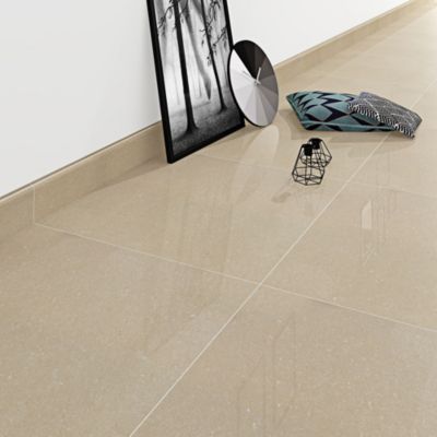 Plinthe en carrelage effet marbre beige brillant L.60 x l.8 cm x ép.8 mm, Musetta