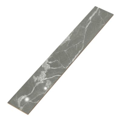 Plinthe en carrelage effet marbre gris brillant L.60 x l.7,5 x ép.8,5 mm, Aruma