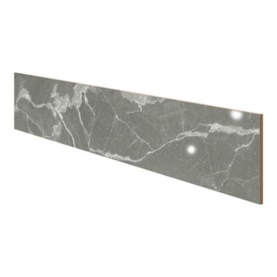 Plinthe en carrelage effet marbre gris brillant L.60 x l.7,5 x ép.8,5 mm, Aruma