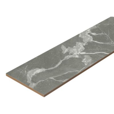 Plinthe en carrelage effet marbre gris brillant L.60 x l.7,5 x ép.8,5 mm, Aruma