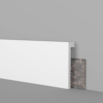 Plinthe en polymère blanc 100 x 22 mm-Polystructured (prix au mètre)