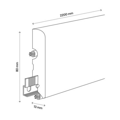 Plinthe MDF arrondie, effet chêne grisé GoodHome, décor 7, H.8 cm x L.220 cm x ép.13 mm (vendue à la pièce)