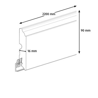 Plinthe MDF Blanc GoodHome 220 x 9 cm Décor 10 (vendue à la pièce)