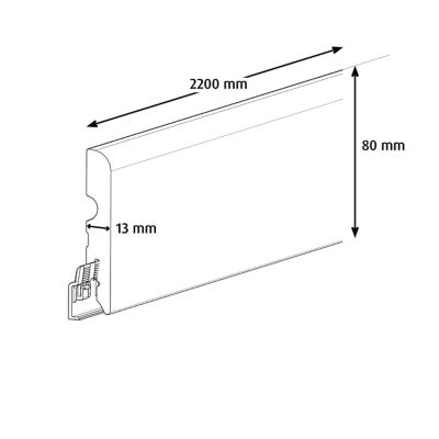 Plinthe MDF, effet chêne blanchi GoodHome, décor 25, H.8 cm x L. 220 cm x ép.13 mm (vendue à la pièce)