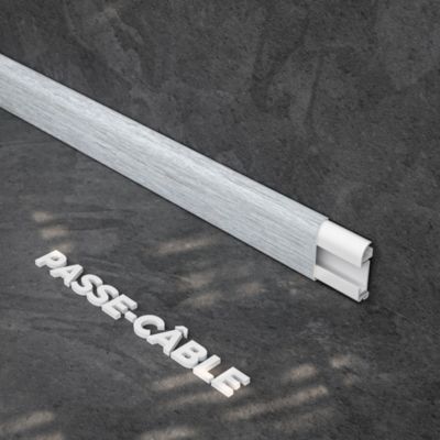 Plinthe Passe-Câble PVC 50 mm - Chêne de Wallonie - 1 m, A l'unité