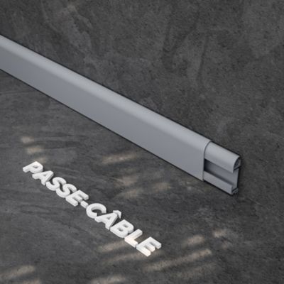 Plinthe Passe-Câble PVC 50 mm - Gris - 1 m