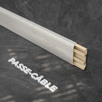 Plinthe Passe-Câble PVC 80 mm - Planche Blanchie - 1 m, A l'unité