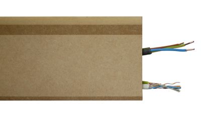 Plinthe passe-câble à couvercle arrondi MDF 244 x 11 cm, ép.18 mm