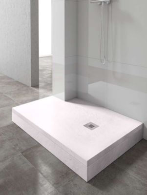 Plinthe pour receveur de douche blanc 15x100 cm finition ardoise - POALGI