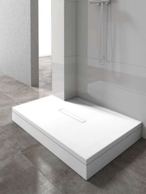 Plinthe pour receveur de douche blanc 15x140 cm finition sable - POALGI