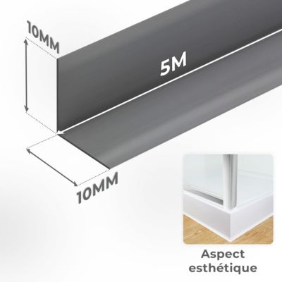 Plinthe souple adhesive PVC 10x10 mm QUEST - flexible, resistant aux UV - 5 m, blanc