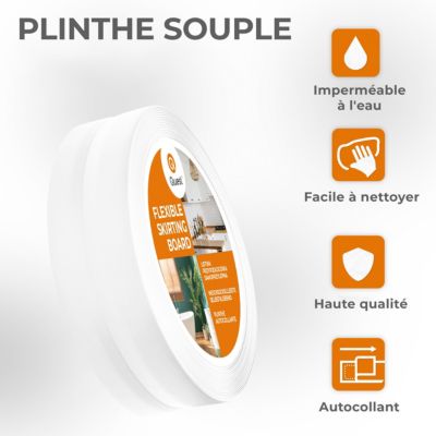 Plinthe souple adhesive PVC 50x20 mm QUEST - flexible, decorative - 5 m, gris