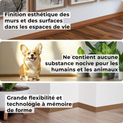 Plinthe souple adhesive PVC 50x20 mm QUEST - flexible, decorative - 5 m, gris