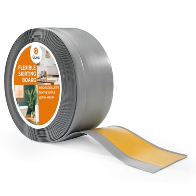 Plinthe souple auto-adhesive PVC 100 x 25 mm QUEST - plinthe flexible pour mur et sol - 1 m, gris
