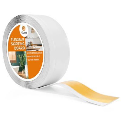 Plinthe souple auto-adhesive PVC 70 x 20 mm QUEST - plinthe flexible pour mur et sol - 5 m, blanc