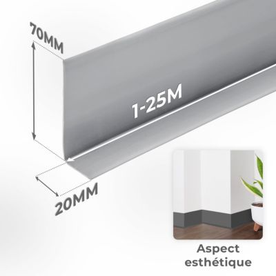 Plinthe souple auto-adhesive PVC 70 x 20 mm QUEST - plinthe flexible pour mur et sol - 5 m, blanc