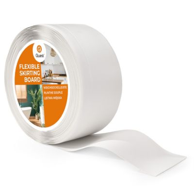 Plinthe souple PVC 100x25 mm QUEST - plinthe flexible pour mur et sol - 5 m, blanc