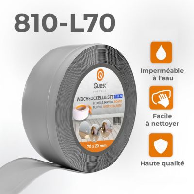 Plinthe souple PVC 100x25 mm QUEST - plinthe flexible pour mur et sol - 5 m, blanc