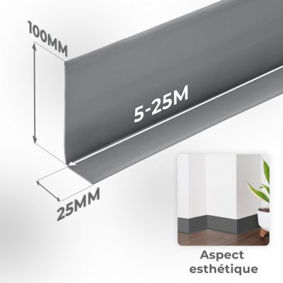 Plinthe souple PVC 100x25 mm QUEST - plinthe flexible pour mur et sol - 5 m, blanc