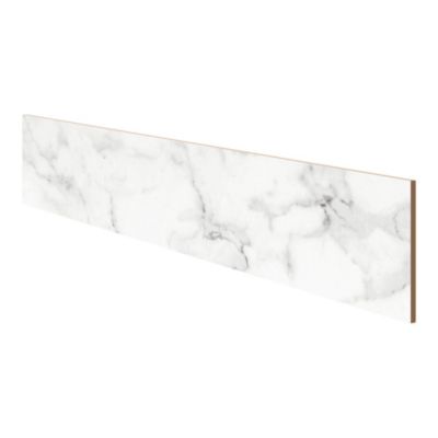 Plinthes en carrelage effet marbre blanc mat L.60 x l.7,5 cm x ép.8,5 mm, Aruma