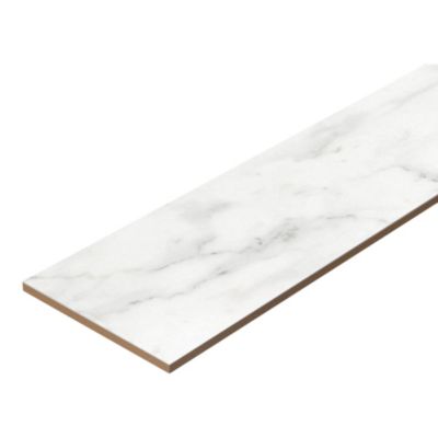 Plinthes en carrelage effet marbre blanc mat L.60 x l.7,5 cm x ép.8,5 mm, Aruma