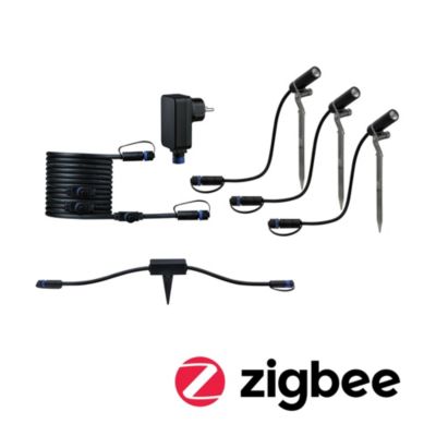 Plug & Shine Kit Smart Home Zigbee 3.0 Projecteur de jardin LED Plantini IP65 3000K 3x2W 21VA Anthracite