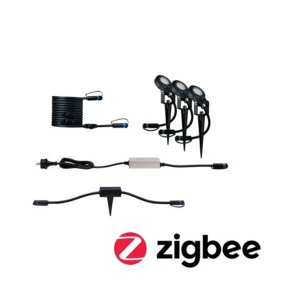Plug & Shine Kit Smart Home Zigbee 3.0 Projecteur de jardin LED Sting IP67 3000K 3x6W 75VA Anthracite