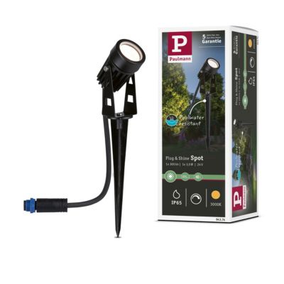 Plug & Shine Projecteur de jardin LED Blanc chaud Spot individuel IP65 3000K 2W Noir