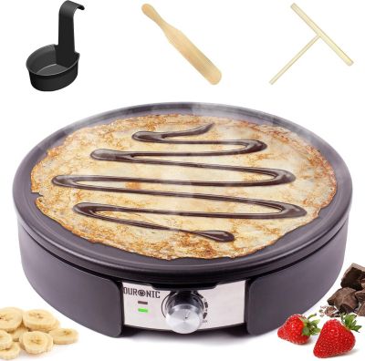 PM152 Crêpière électrique 1500W Plaque antiadhésive amovible de 37 cm Accessoires inclus Température ajustable Duronic
