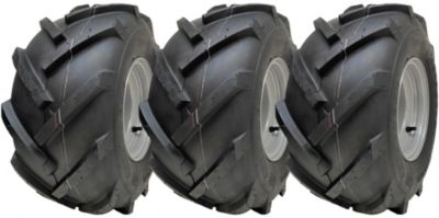 Pneus à centre ouvert 18x9,50-8 pour rotovator à crampons, montés sur jante, 4 goujons, entraxe de 4 pouces (lot de 3)