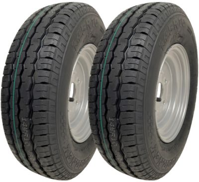 Pneus et jantes pour remorque 145R10, entraxe 4x100 mm, indice de charge 84/82N, capacité de charge 500 kg (jeu de 2)