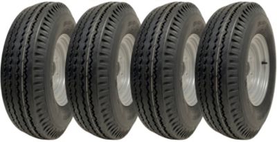 Pneus et jantes pour remorque 5,00 x 10, 4 boulons, entraxe de 100 mm, indice de charge 72N, capacité de charge 355 kg (jeu de 4)