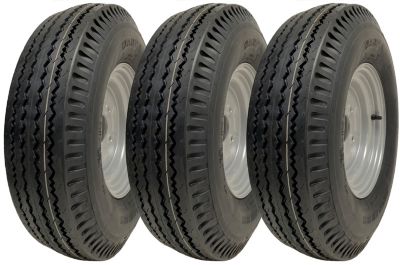 Pneus et jantes pour remorque 5,00 x 10, 4 boulons, entraxe de 100 mm, indice de charge 72N, capacité de charge 355 kg (lot de 3)