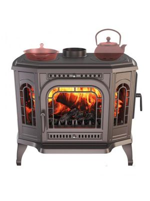 Poêle à bois autoportant Ouverture à droite avec table de cuisson - P7 (10,5 KW) ECO