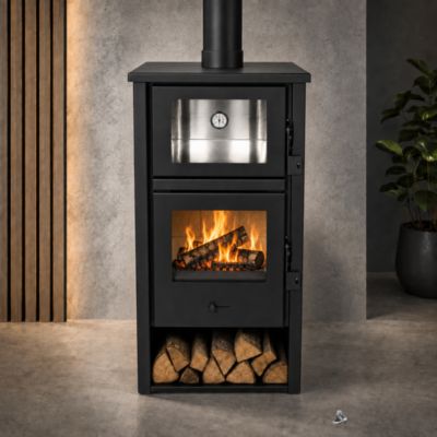 Poêle à bois avec four LUX 9kW  Poêle à bois moderne en acier inoxydable Ecodesign  Classe A