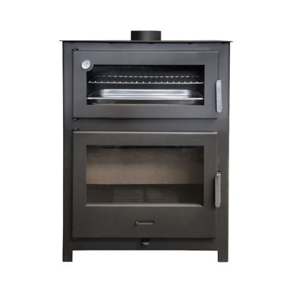 Poêle à Bois avec Four Nadia 13,4 kW en Acier avec Vision Panoramique, Chambre en Vermiculite et Four Réfractaire