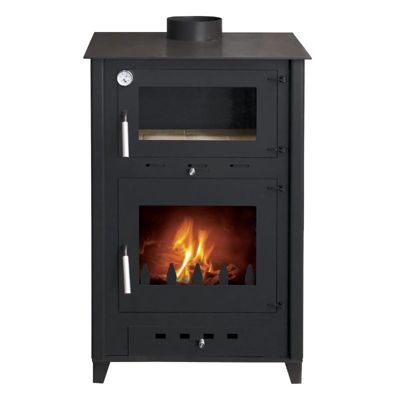 Poêle à bois avec four Rosa 10 Bûches 50cm - Noir